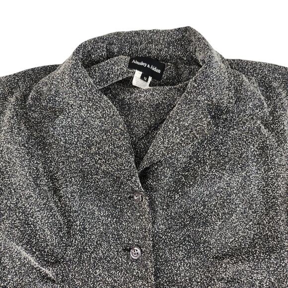 Gray Button Front Dress Womens 12 Collared Ruched Cap Sleeve Shift Knee Length - Picture 8 of 16